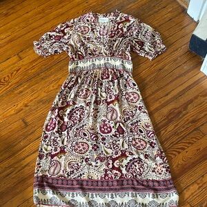 NWOT ba&sh Zael Paisely Midi Dress in Red Ecru M